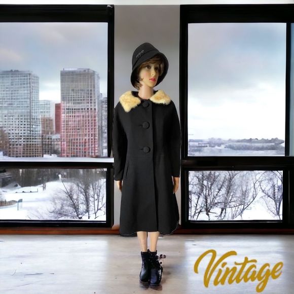 Vintage Tailor Made Vintage Dress Coat with Mink Collar 1950’s 1960’s - Picture 1 of 15